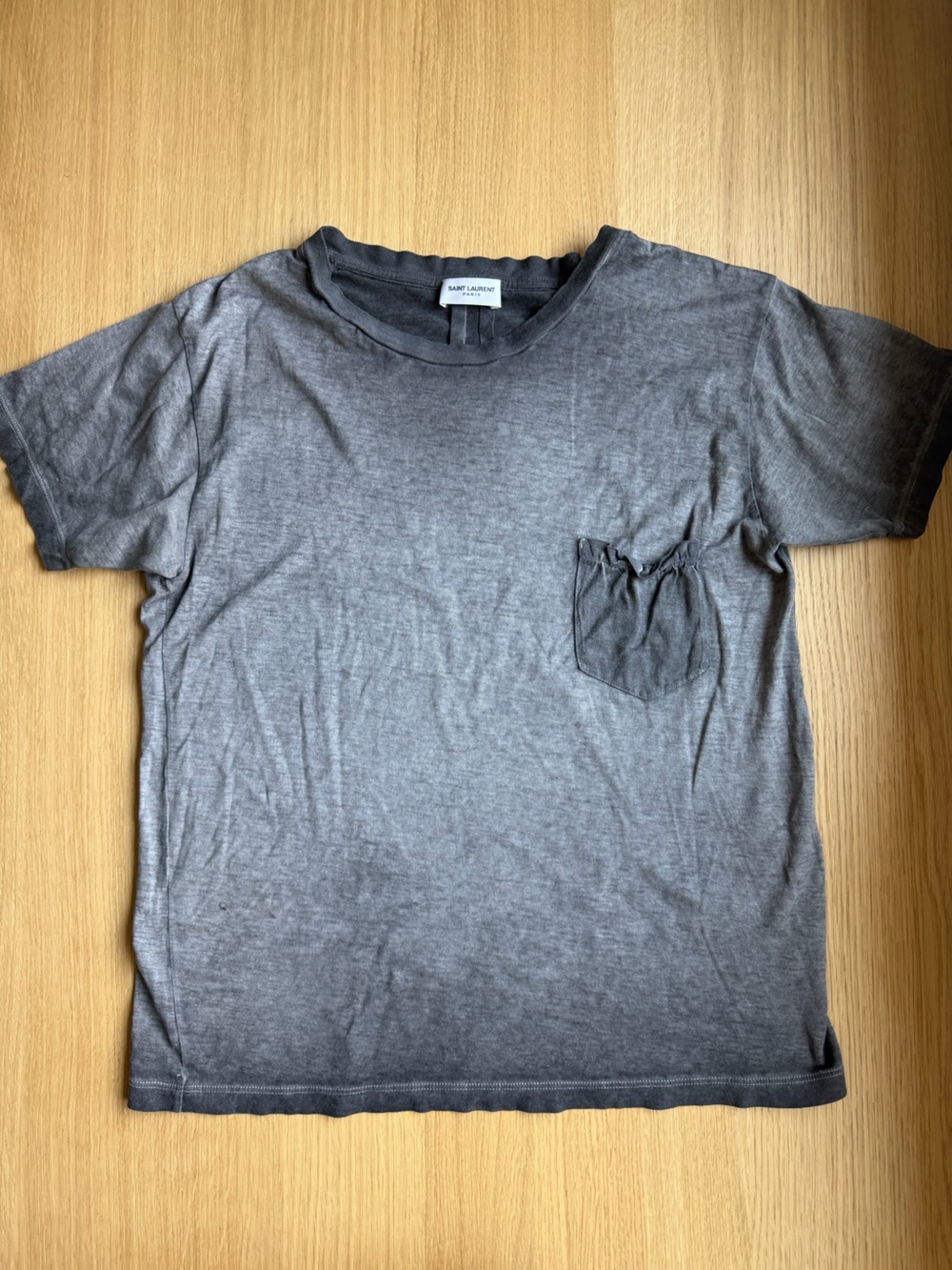 Saint Laurent Paris Logo T-Shirt Black Washed Cotton Size XSmall